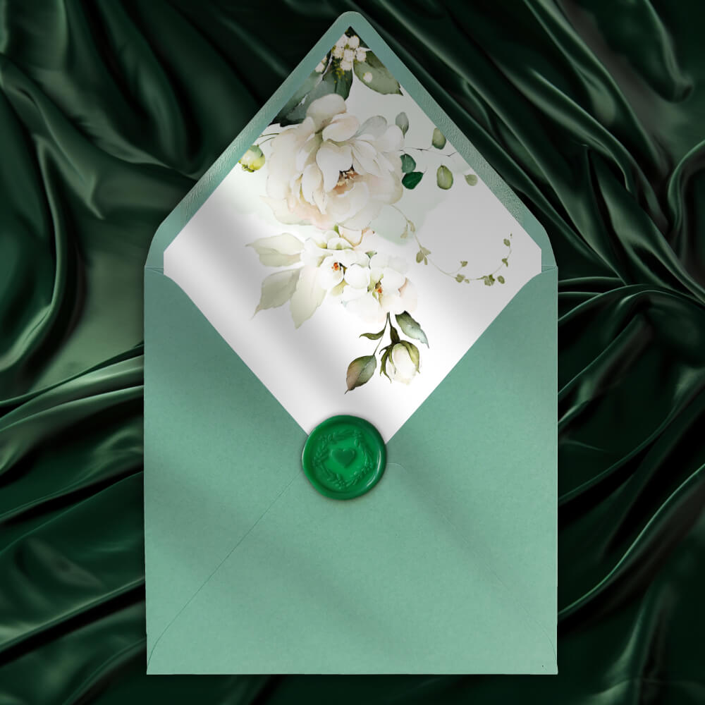 Koperta z wkładką na zaproszenia ślubne w kolorze zielonym